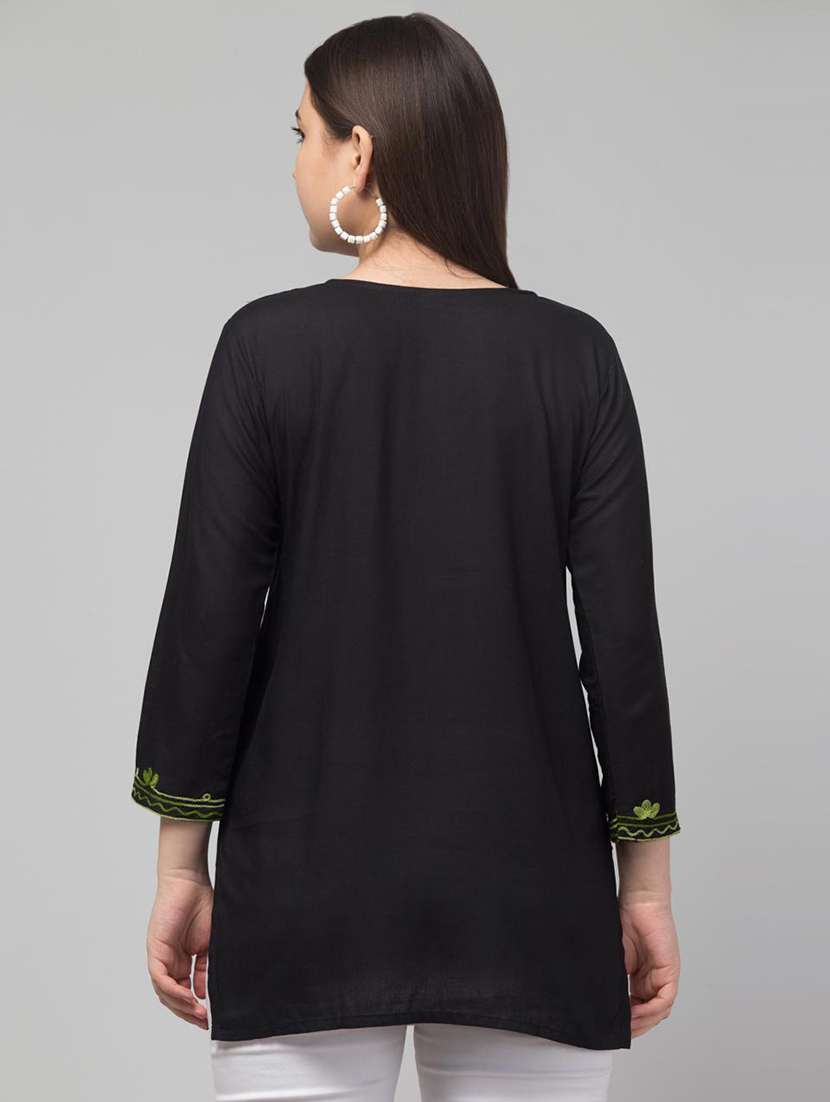 women round neck embroidered short kurta - 21498543 -  Standard Image - 2