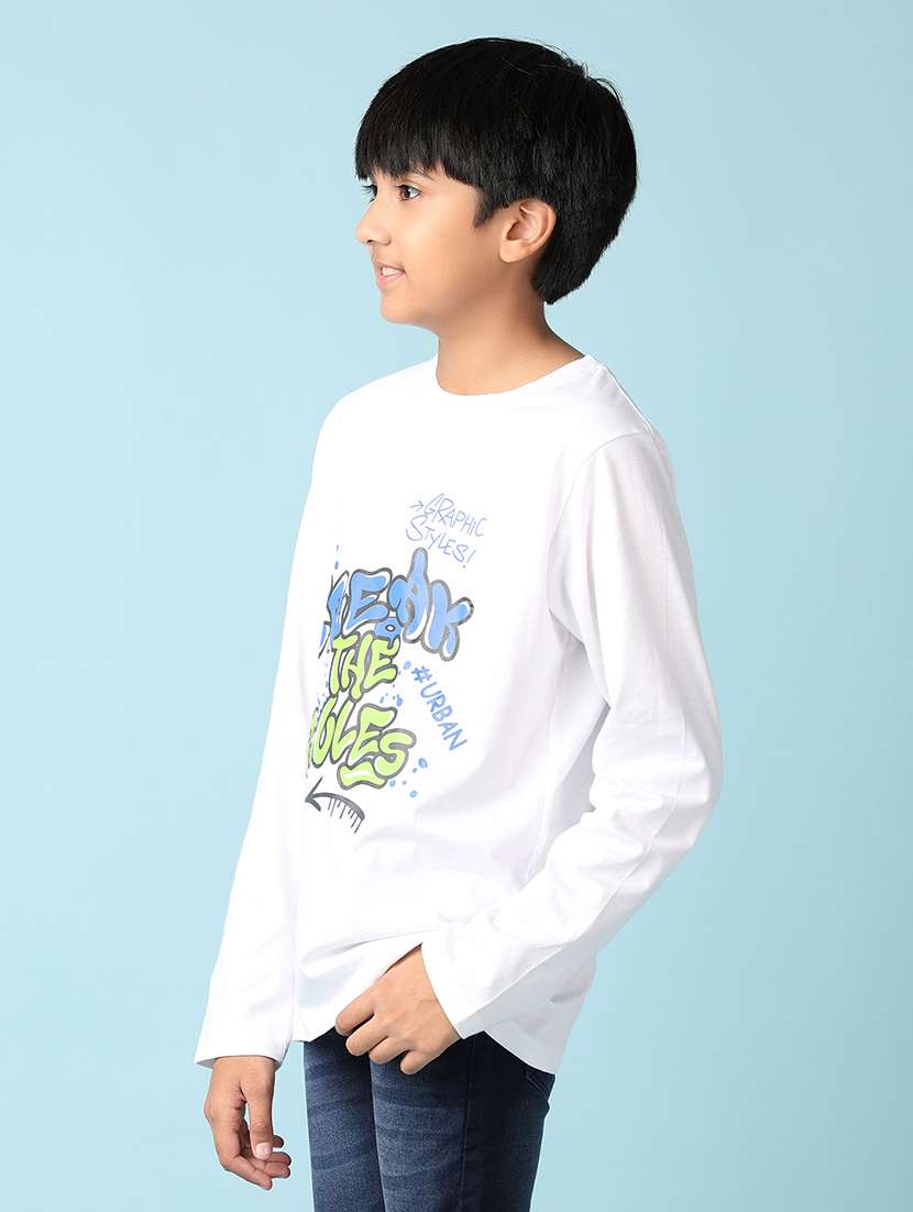 boys round neck typographic t-shirt - 21498573 - Standard Image - 2