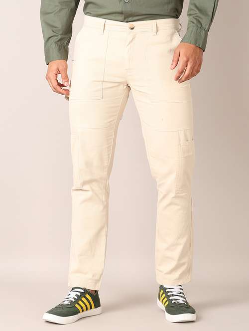 men solid regular fit chinos casual trouser - 21498624 -  Standard Image - 0