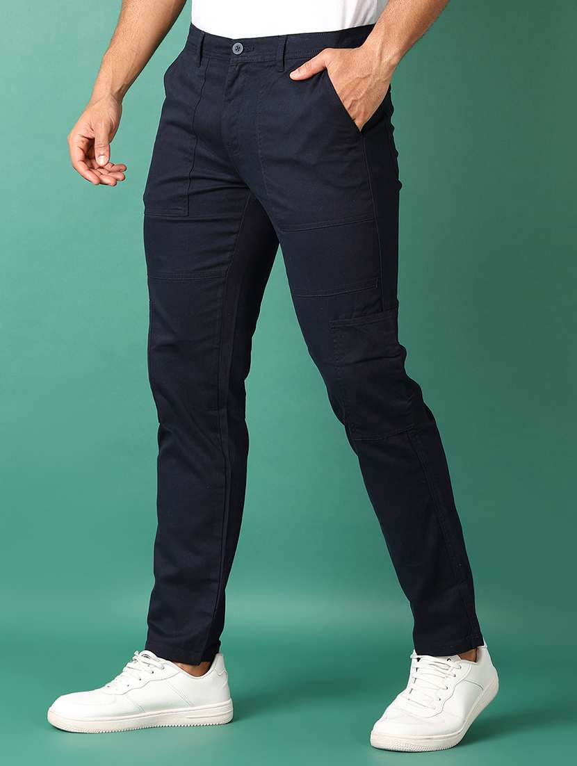 men solid regular fit chinos casual trouser - 21498625 -  Standard Image - 2