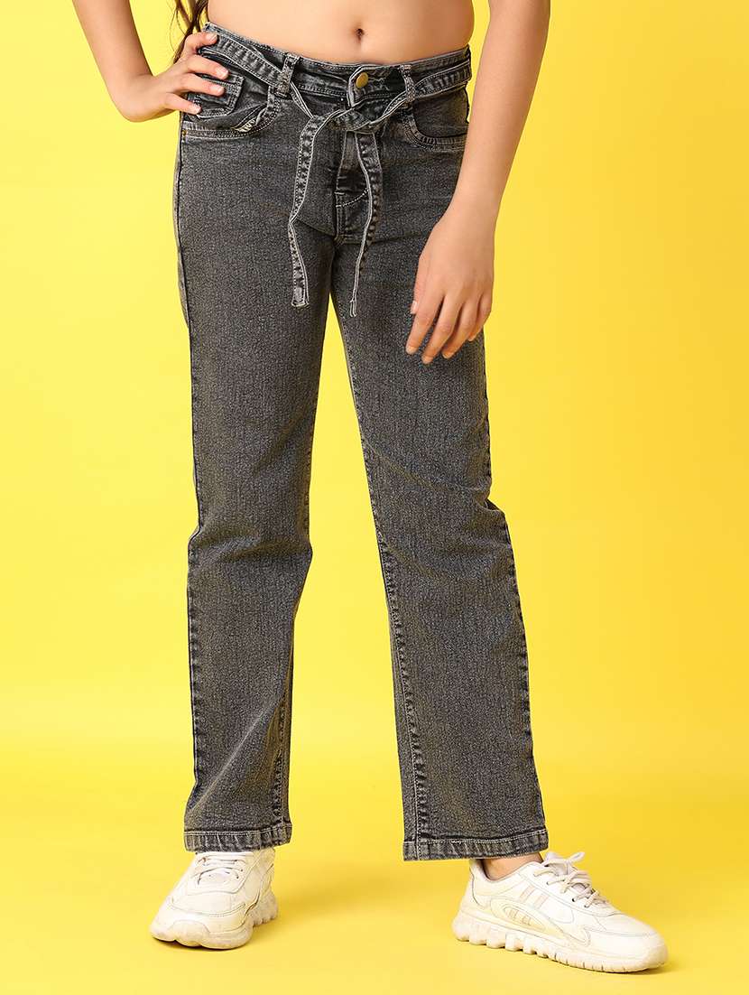 girls solid straight fit jeans