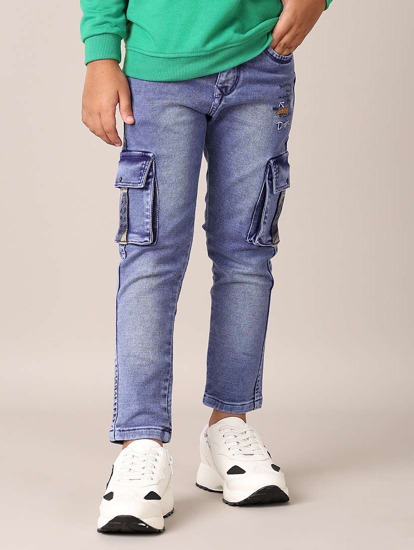 boys light blue plain cargo