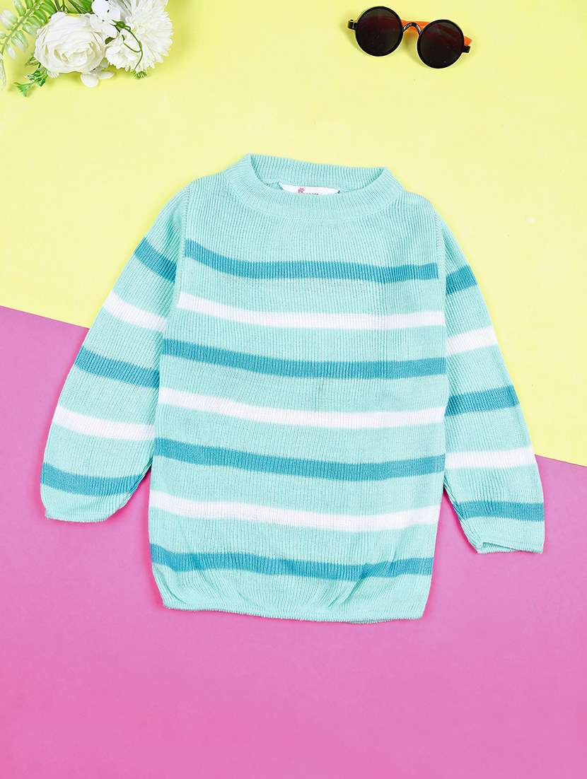 girls striped round neck sweater