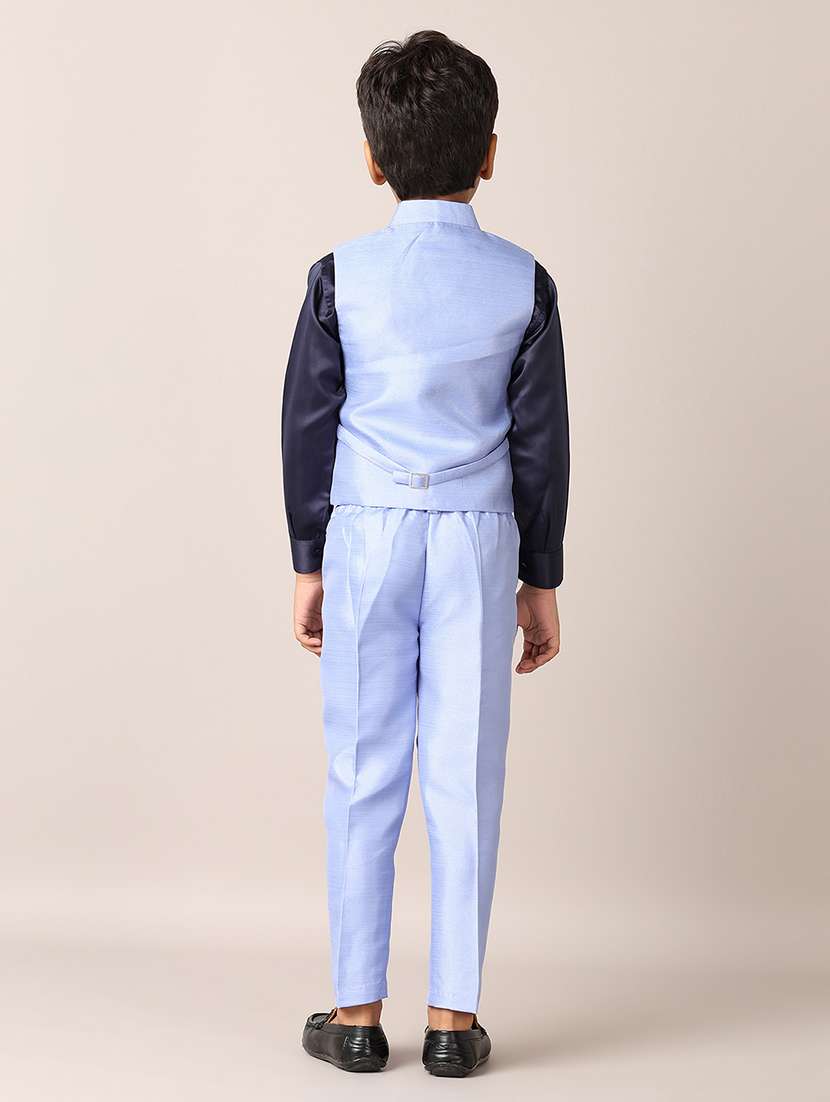 boys solid shirt and trouser with wasitcoat set - 21498807 -  Standard Image - 2