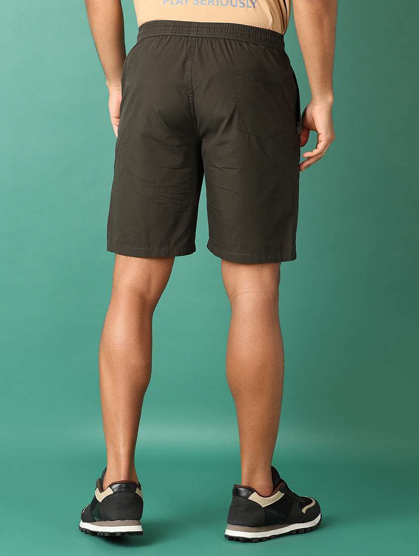 men olive solid shorts - 21498814 -  Standard Image - 2
