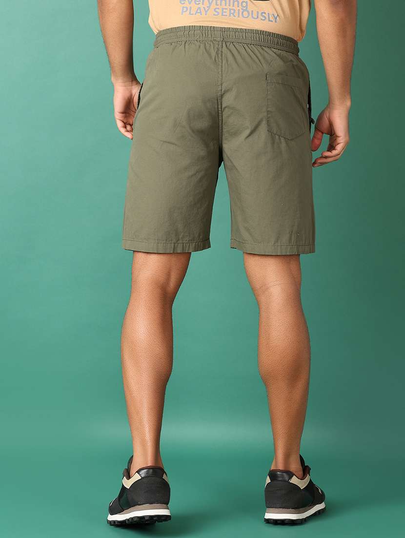 men olive solid shorts - 21498816 -  Standard Image - 2
