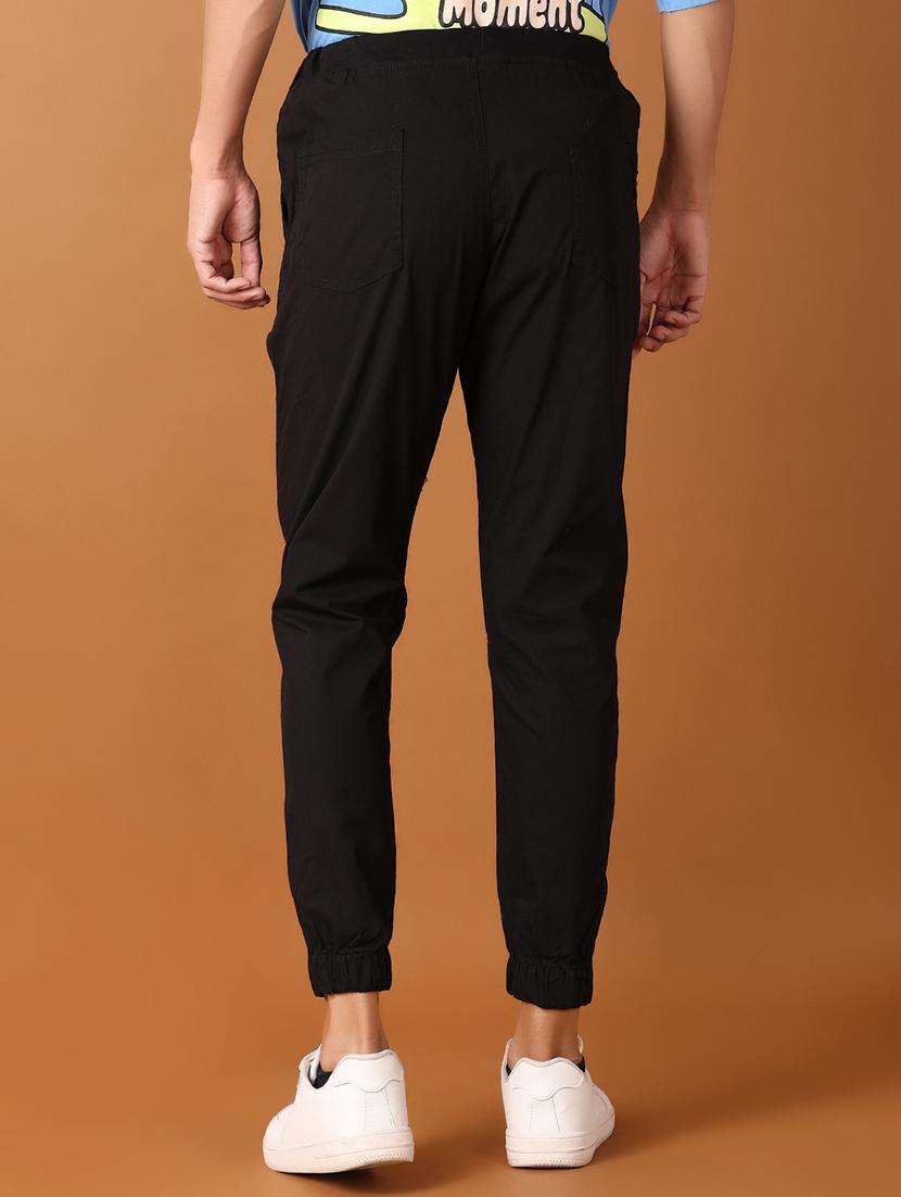 men black solid joggers - 21498826 - Standard Image - 2