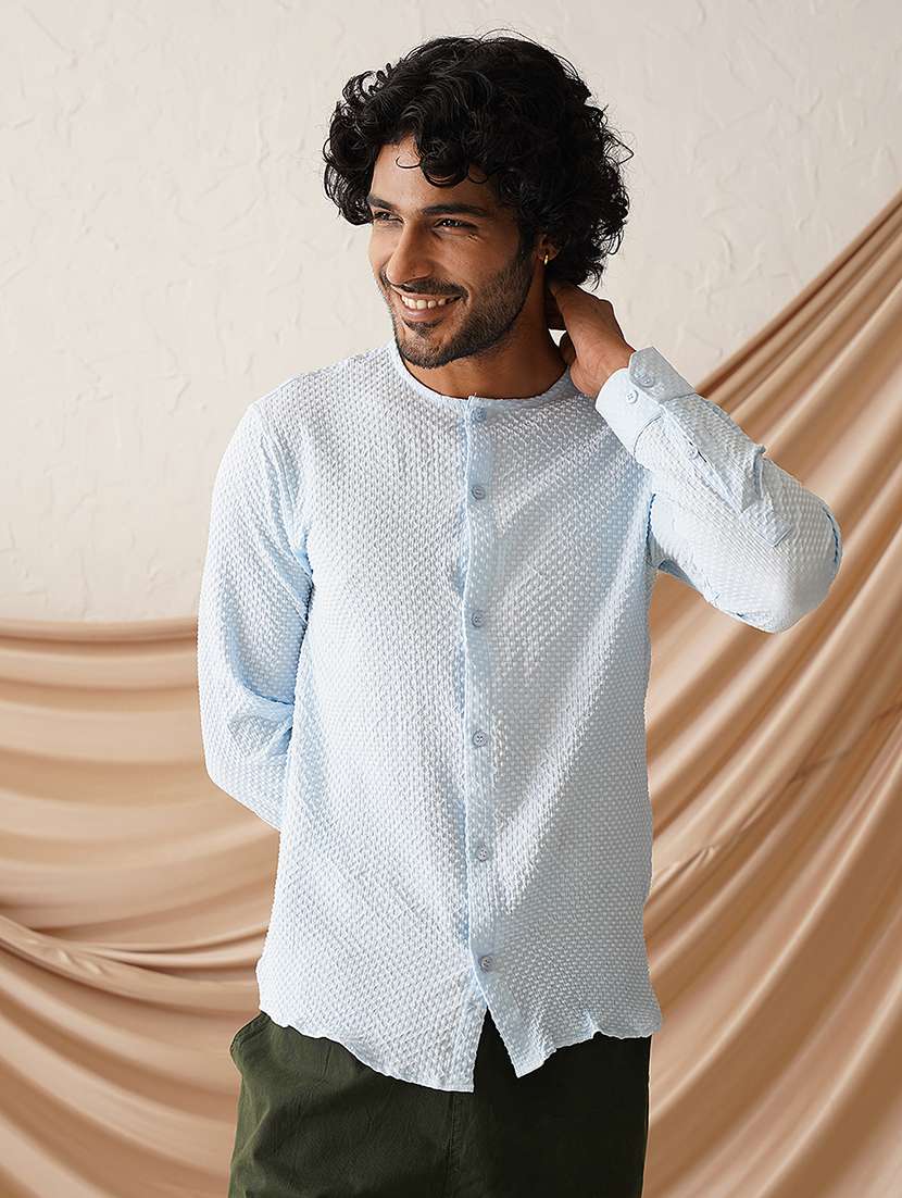 men self design long sleeve casual shirt