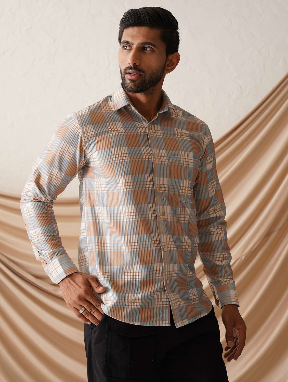 men checkered long sleeve regular fit casual shirt - 21498874 -  Standard Image - 2