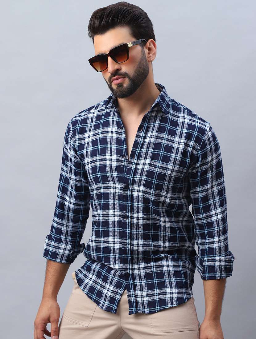 men checkered long sleeve regular fit casual shirt