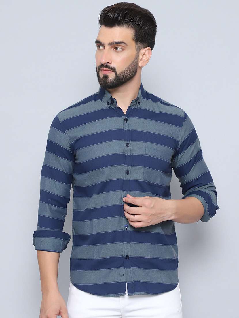 men striped long sleeve regular fit casual shirt - 21498918 -  Standard Image - 2