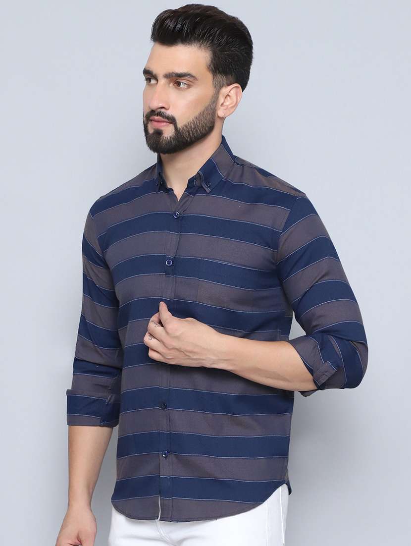 men striped long sleeve regular fit casual shirt - 21498919 -  Standard Image - 2