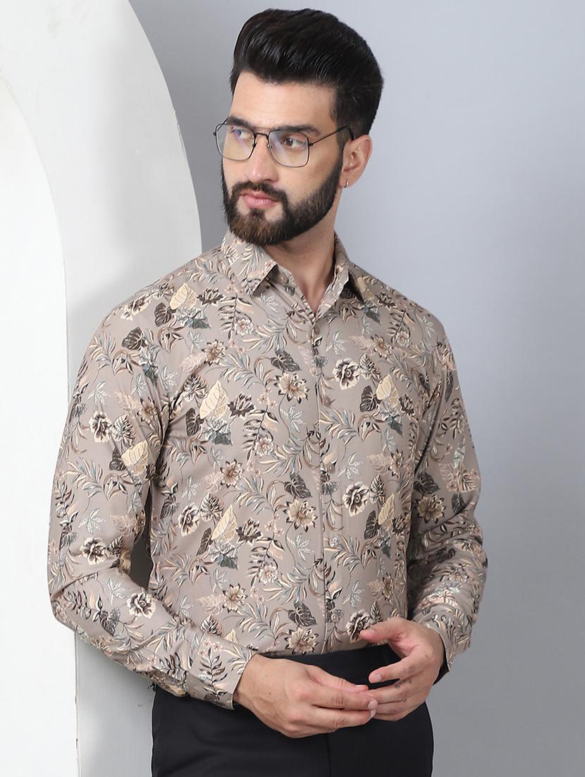 men collared printed casual shirt
