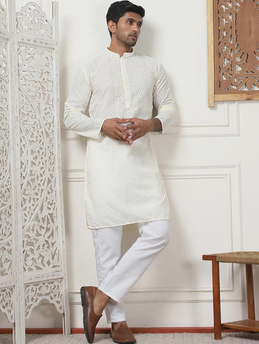 men embroidered kurta pyjama ethnic wear set - 21498952 - Standard Image - 2