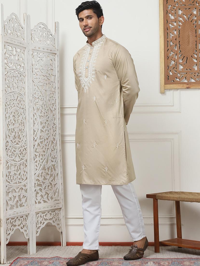 men embroidered kurta pyjama ethnic wear set - 21498957 - Standard Image - 2