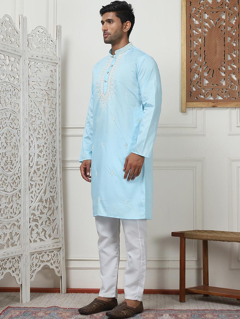 men embroidered kurta pyjama ethnic wear set - 21498960 - Standard Image - 2