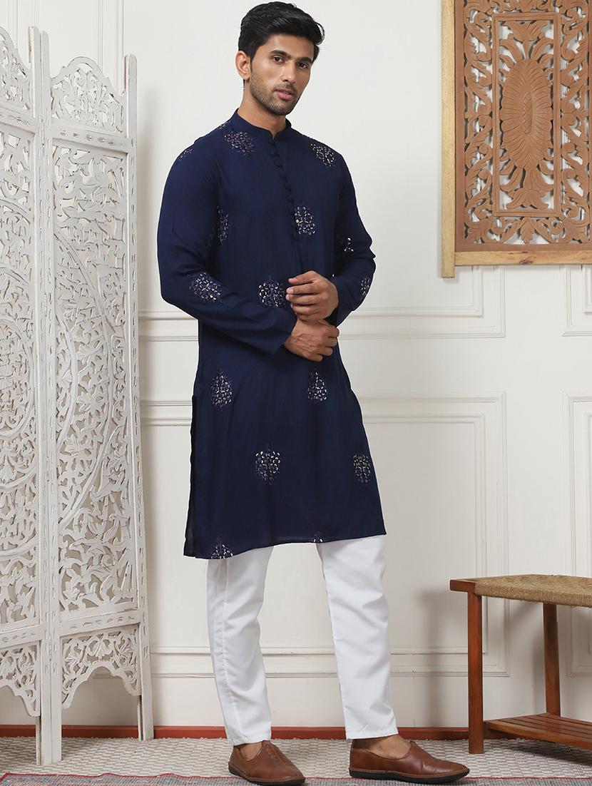 men embroidered kurta pyjama ethnic wear set - 21498967 - Standard Image - 2