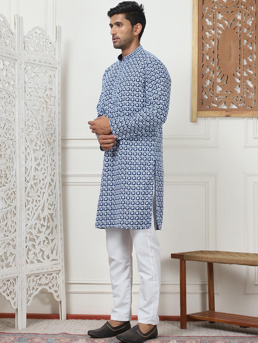 men embroidered kurta pyjama ethnic wear set - 21498977 - Standard Image - 2