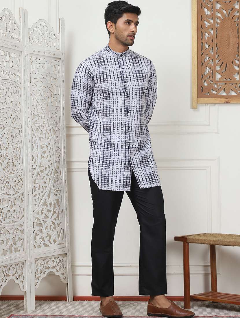men nabdarin neck tie & dye kurta with trouser - 21498993 -  Standard Image - 2
