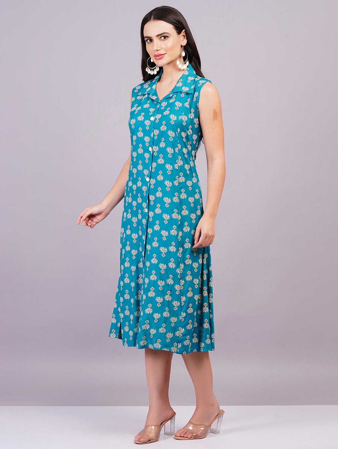 women printed a-line ethnic dress - 21498999 - Standard Image - 2