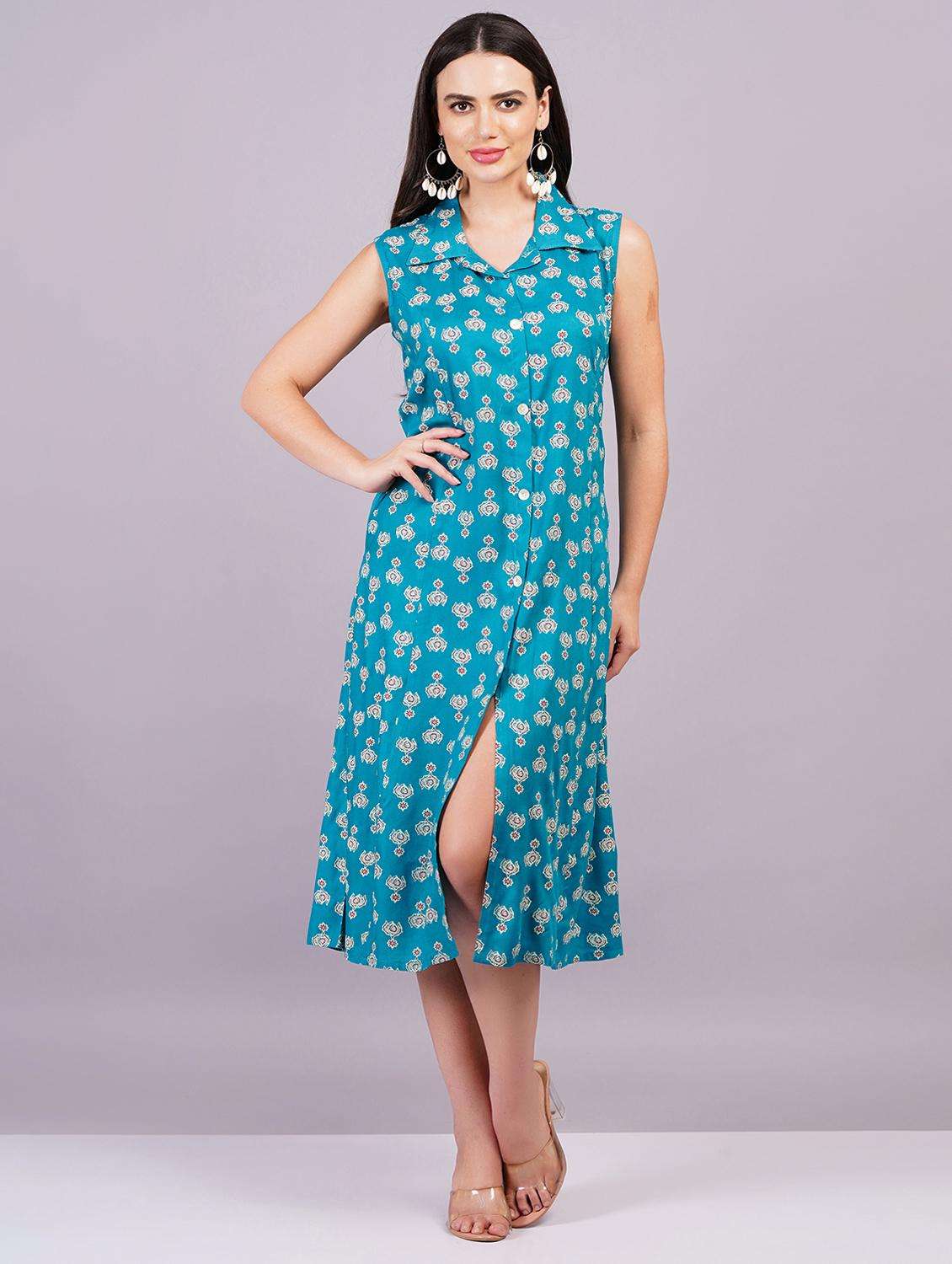 women printed a-line ethnic dress - 21498999 -  Standard Image - 2