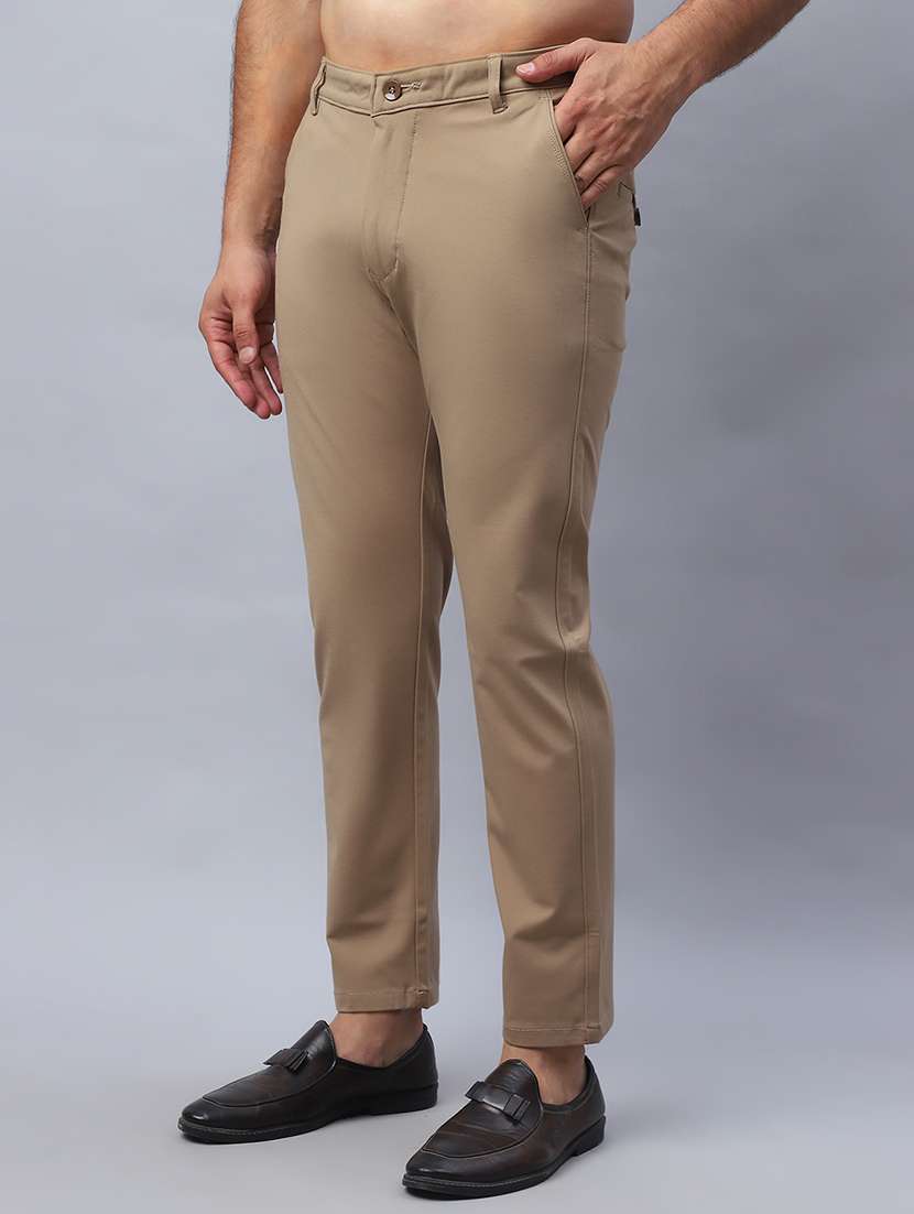 men mid-rise solid taped casual trouser - 21499064 -  Standard Image - 2