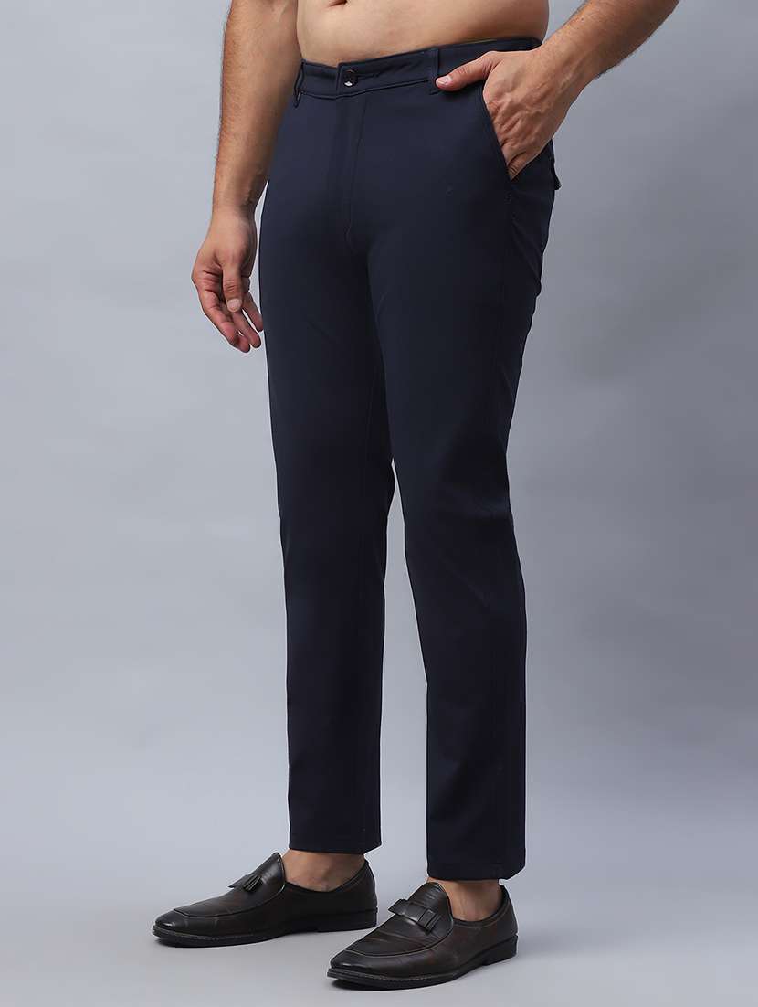 men mid-rise solid taped casual trouser - 21499067 -  Standard Image - 2