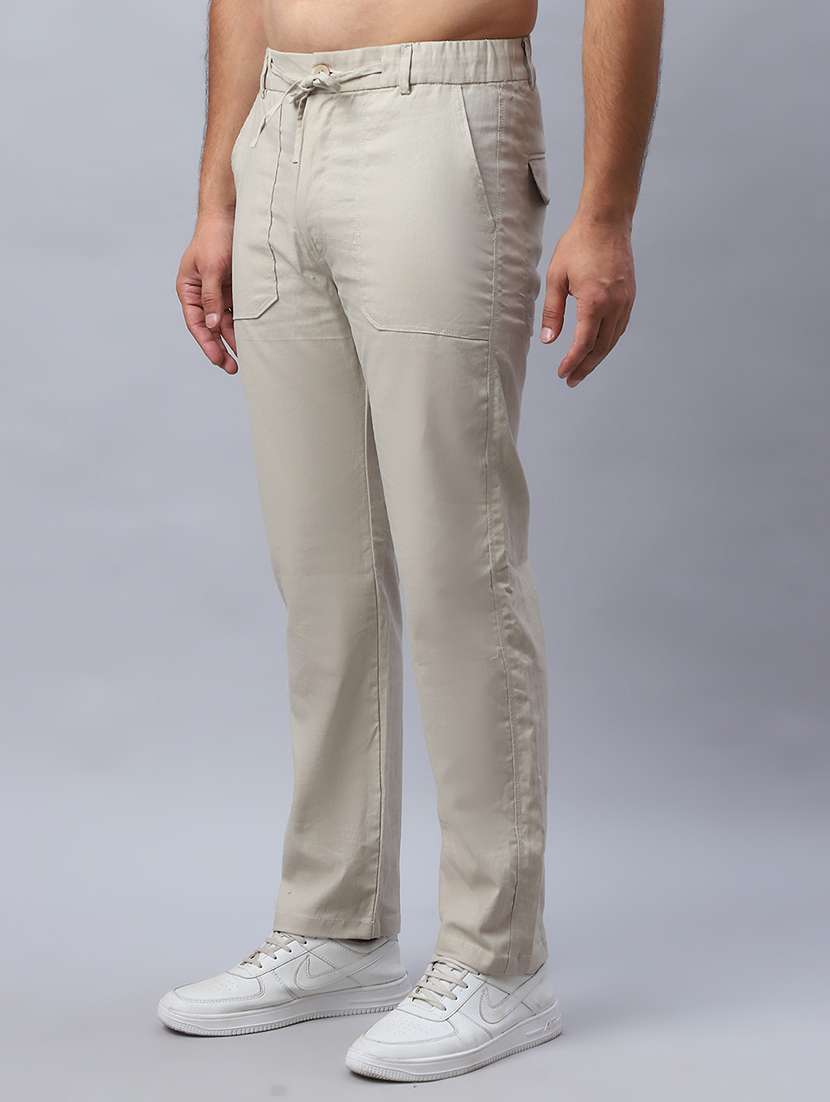 men cream linen chinos casual trouser - 21499069 -  Standard Image - 2