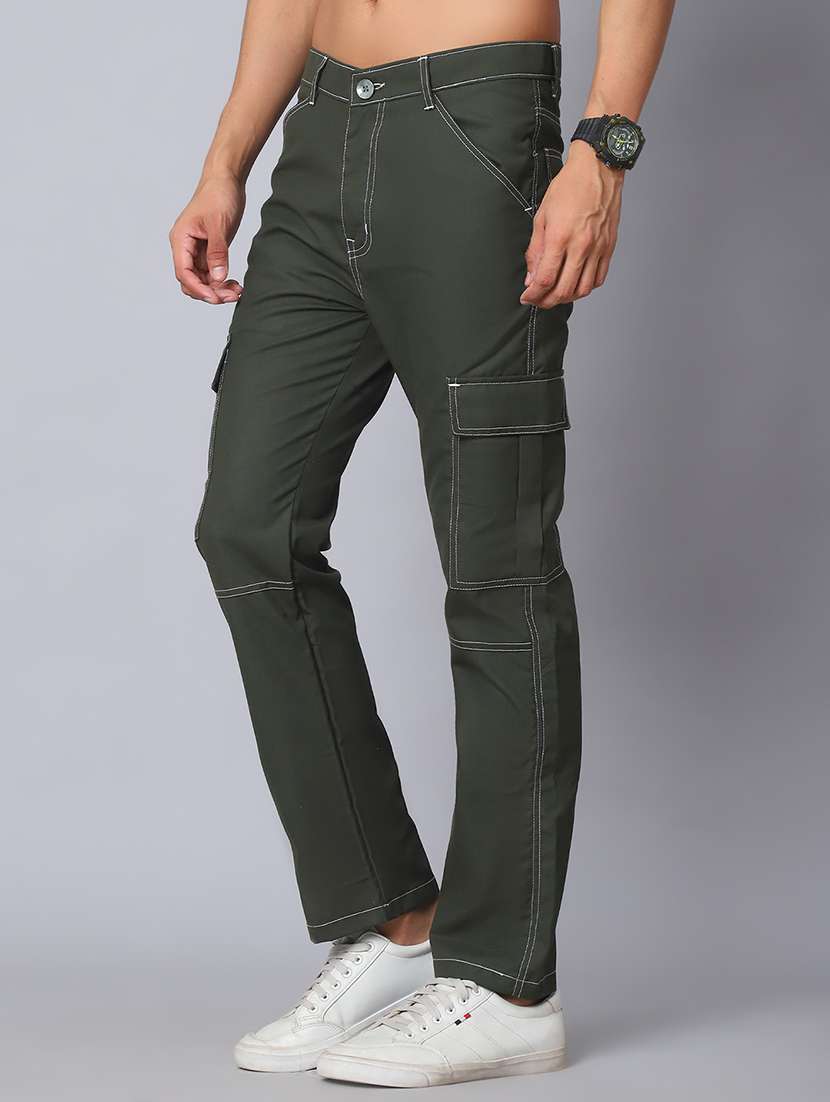 men olive cotton blend cargo pants - 21499075 -  Standard Image - 2