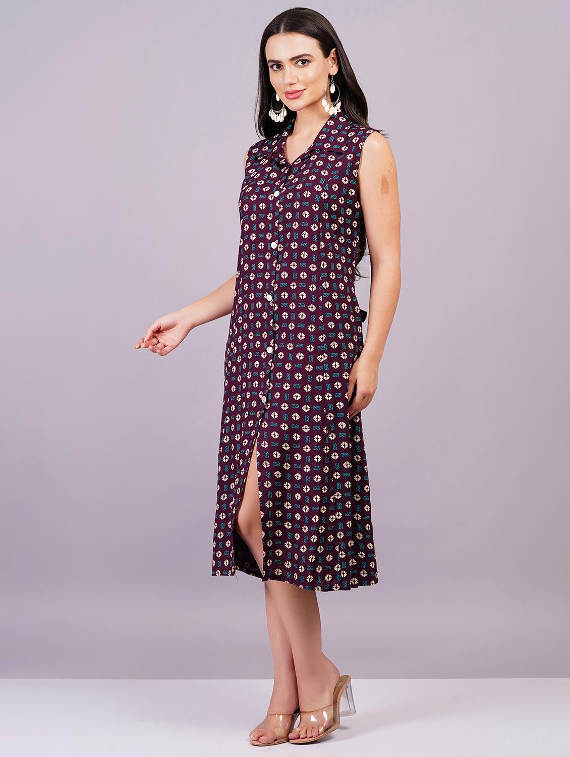 women sleeveless printed a-line ethnic dress - 21499136 - Standard Image - 2