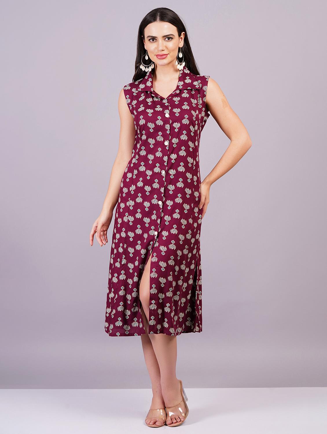 women sleeveless printed a-line ethnic dress - 21499137 - Standard Image - 2