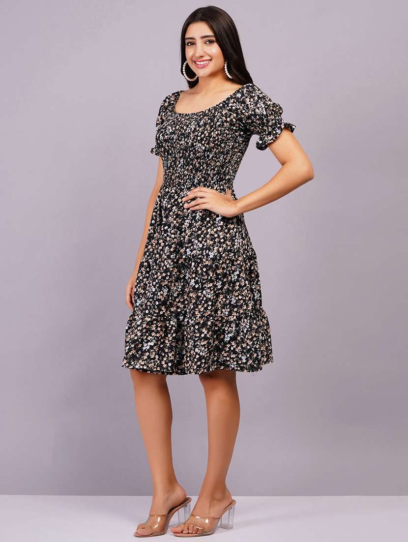 women short sleeve printed fit & flare ethnic dress - 21499152 -  Standard Image - 2