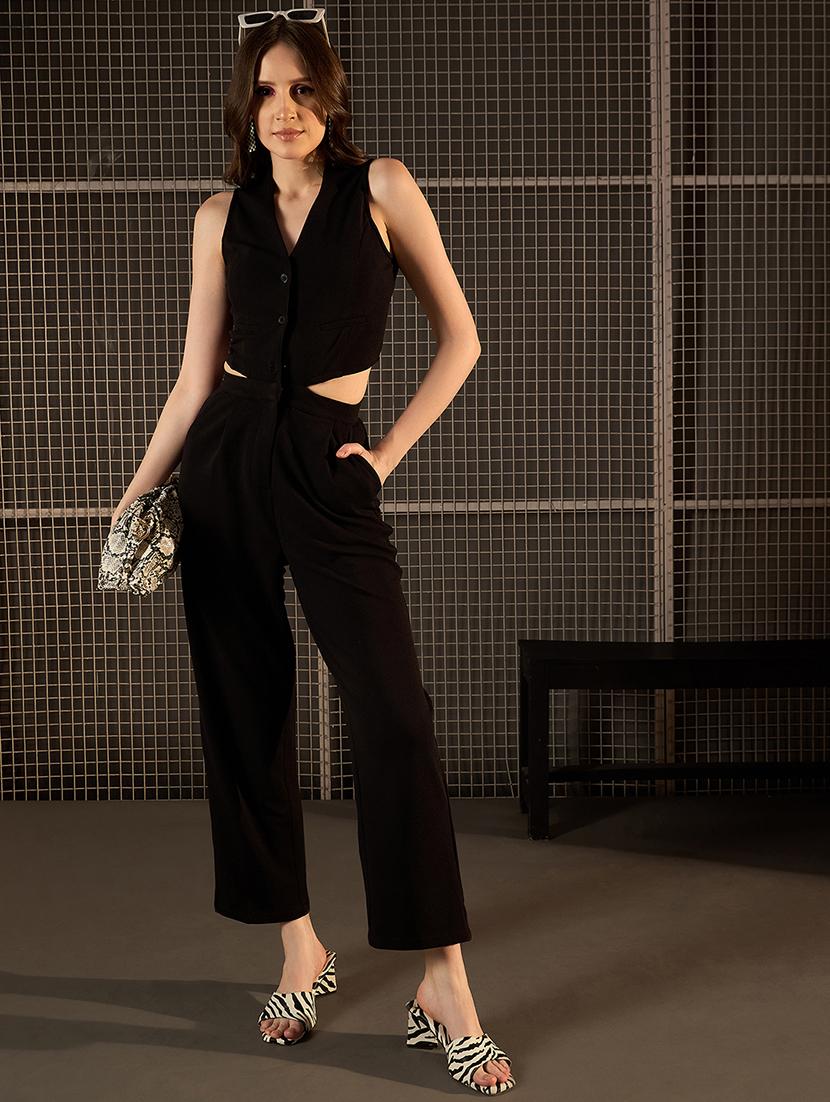 women black polyester full leg jumpsuit - 21499270 -  Zoom Image - 0
