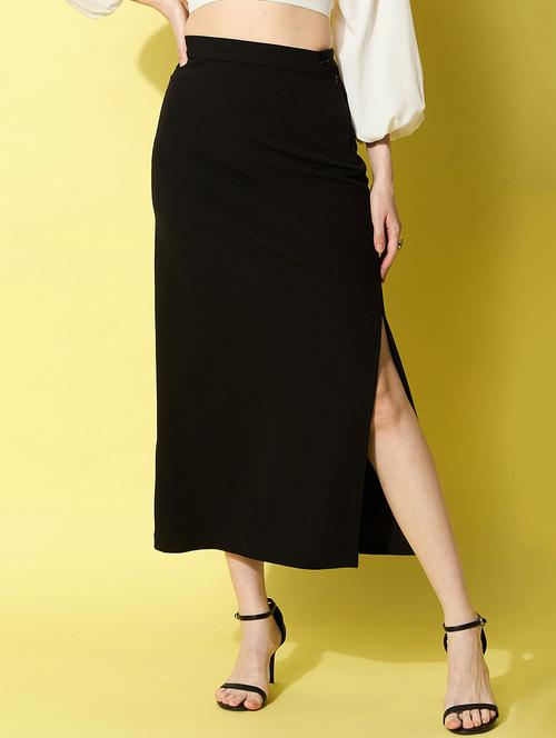 women black polyester a-line skirt - 21499346 -  Standard Image - 0