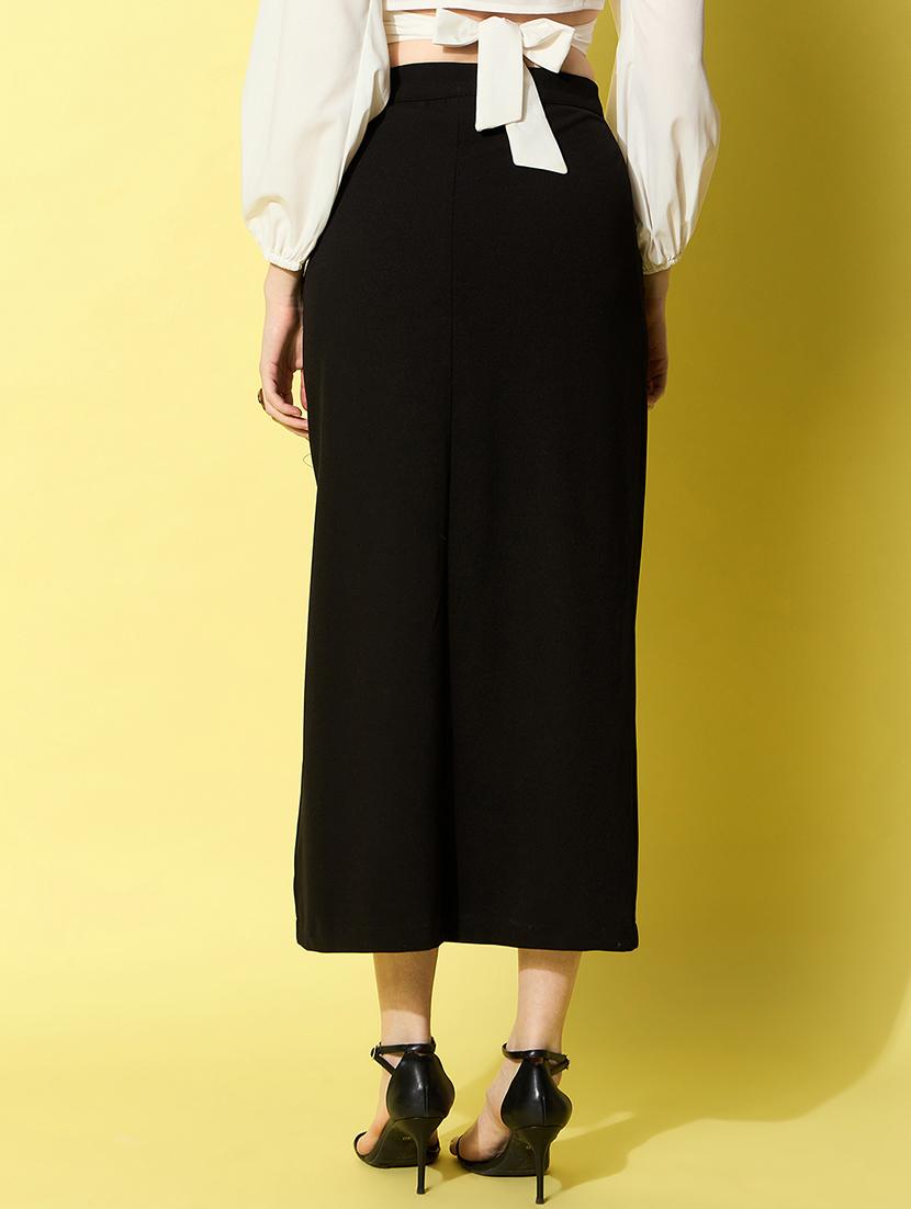 women black polyester a-line skirt - 21499346 - Standard Image - 2