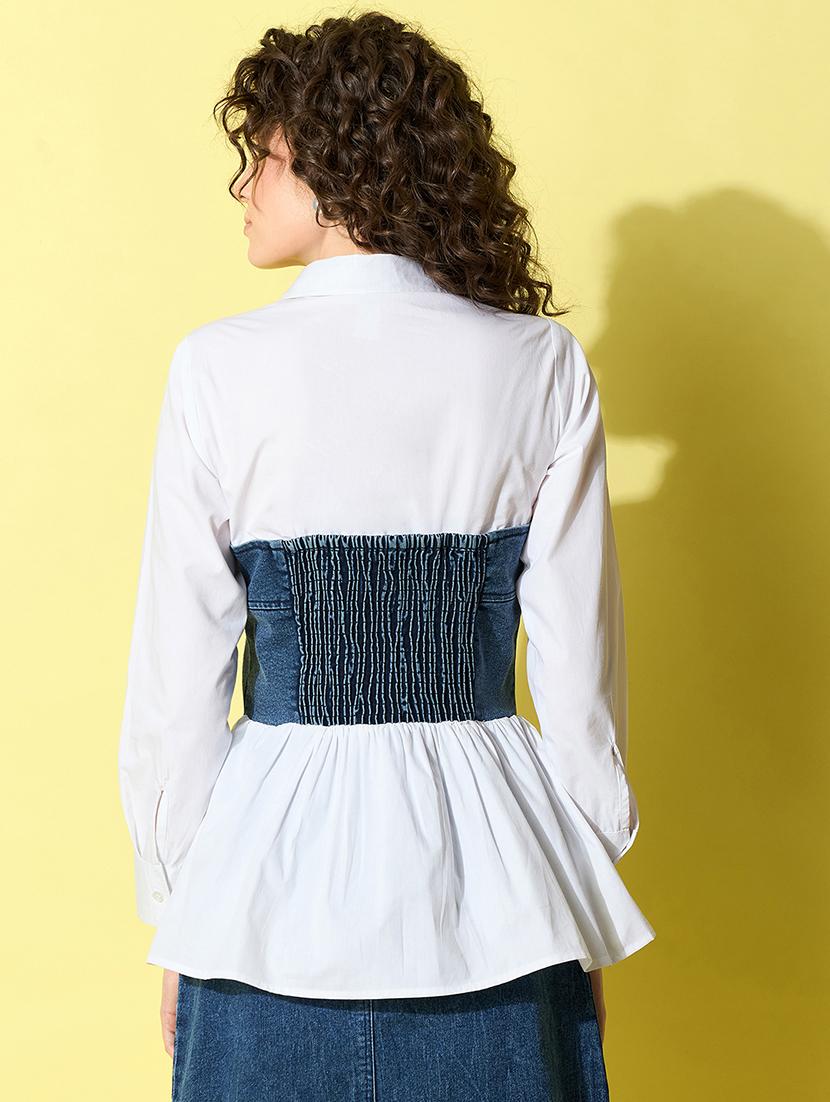 women white denim regular shirt - 21499348 - Standard Image - 2