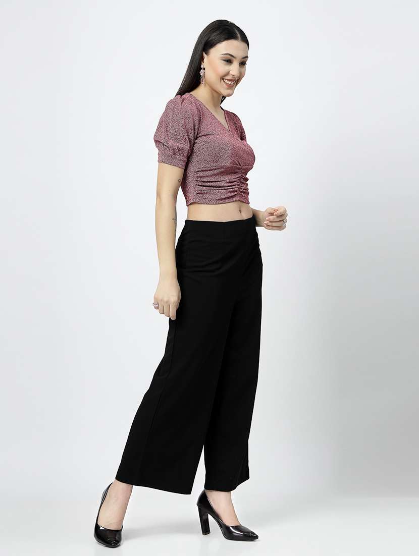 women maroon polyester top and trouser co-ord set - 21499353 - Standard Image - 2