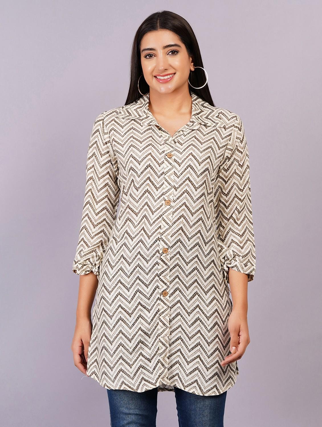 women beige printed straight kurta - 21499854 - Zoom Image - 0