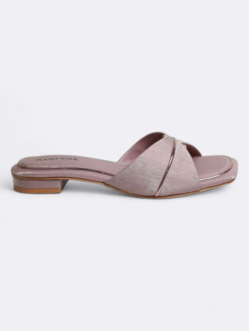 pink fabric slip on sandals - 21500363 - Standard Image - 2
