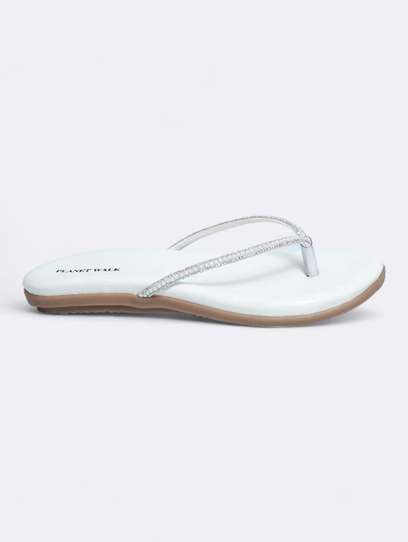 white synthetic slip on sandals - 21500365 -  Standard Image - 2