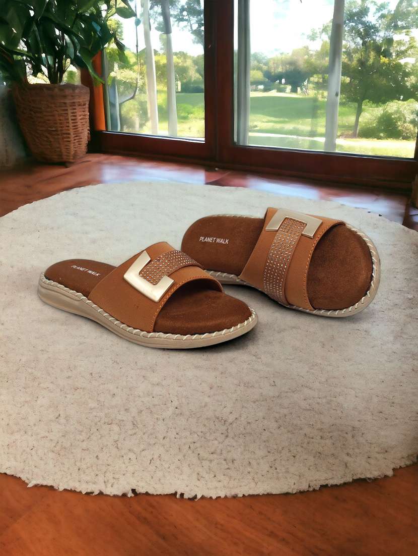 brown suede slip on sandals
