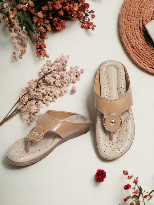 beige synthetic slip on sandals - 21500381 - Standard Image - 0