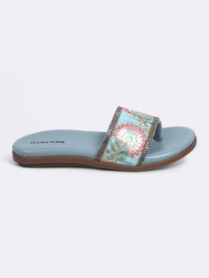blue synthetic slip on sandals - 21500382 - Standard Image - 2