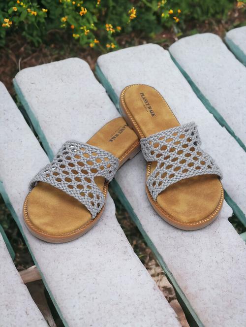grey synthetic slip on sandals - 21500443 -  Standard Image - 0