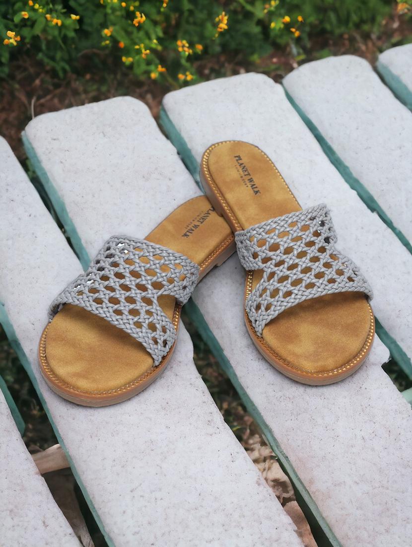 grey synthetic slip on sandals - 21500443 -  Zoom Image - 0