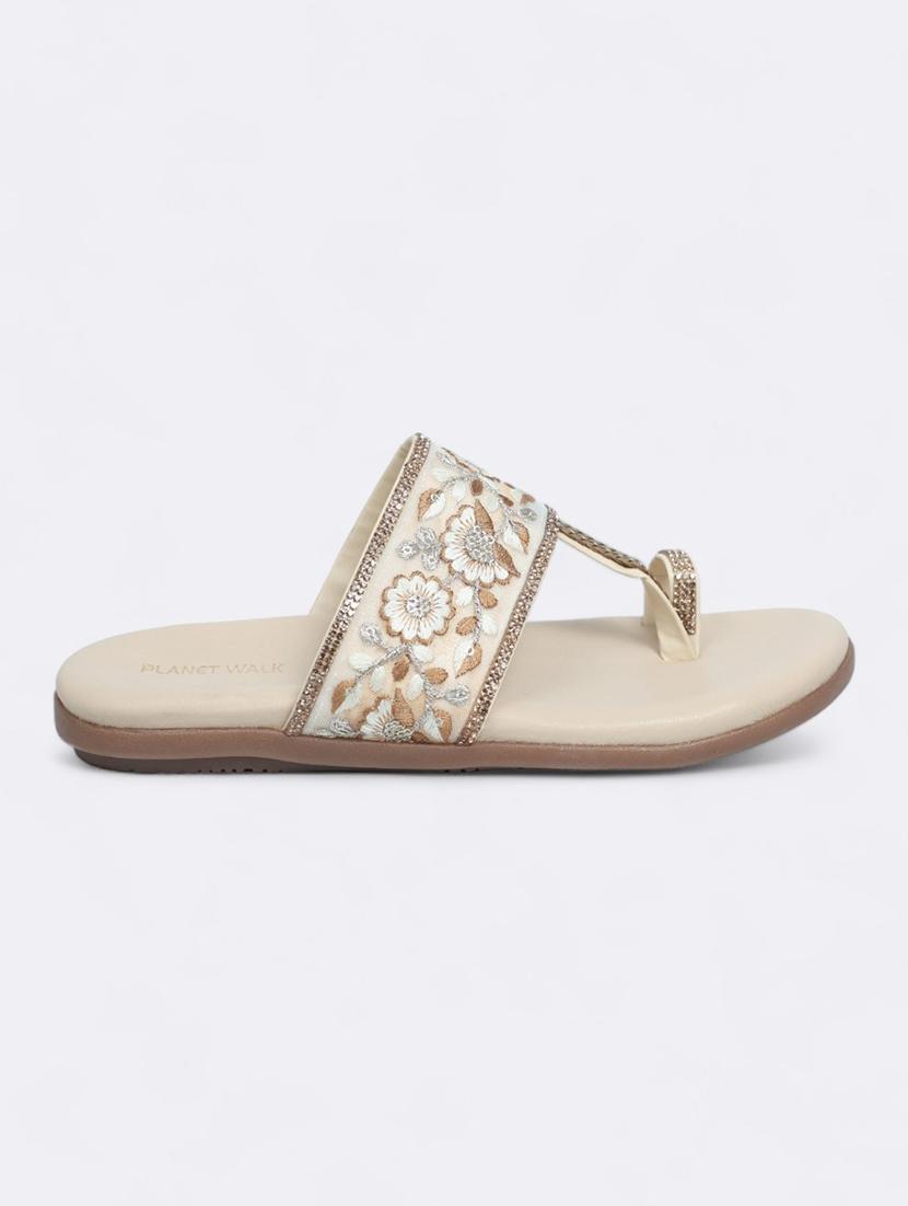beige synthetic slip on sandals - 21500446 - Standard Image - 2
