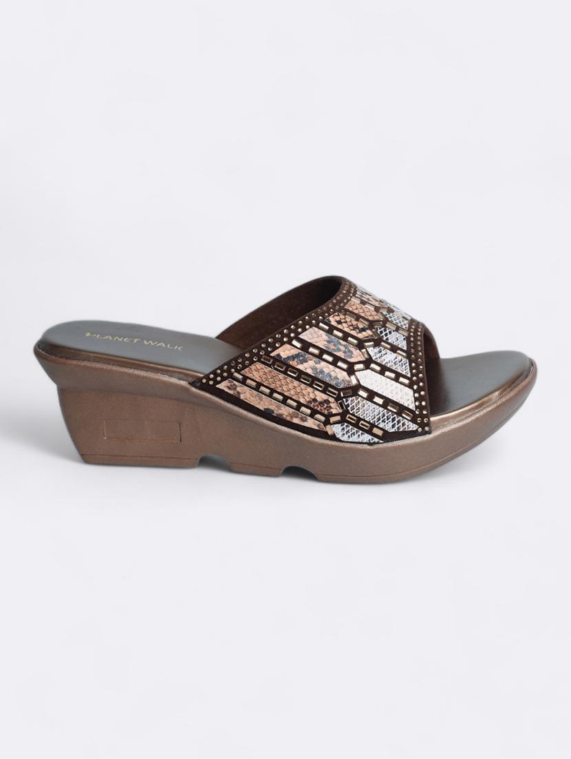 copper suede slip on sandals - 21500468 - Standard Image - 2