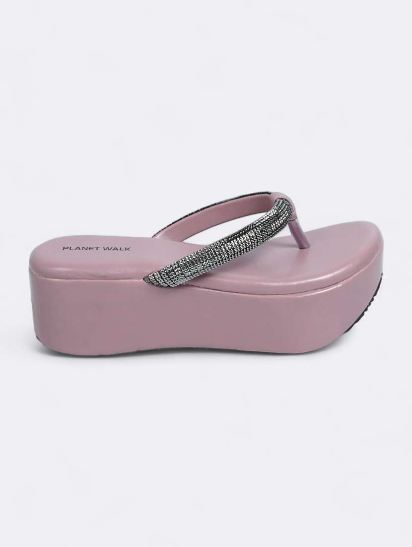 pink synthetic slip on sandals - 21500470 - Standard Image - 2