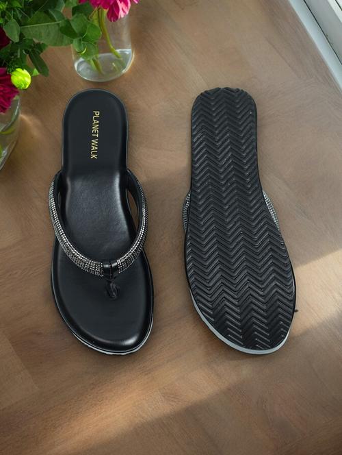 black synthetic slip on sandals - 21500471 - Standard Image - 0