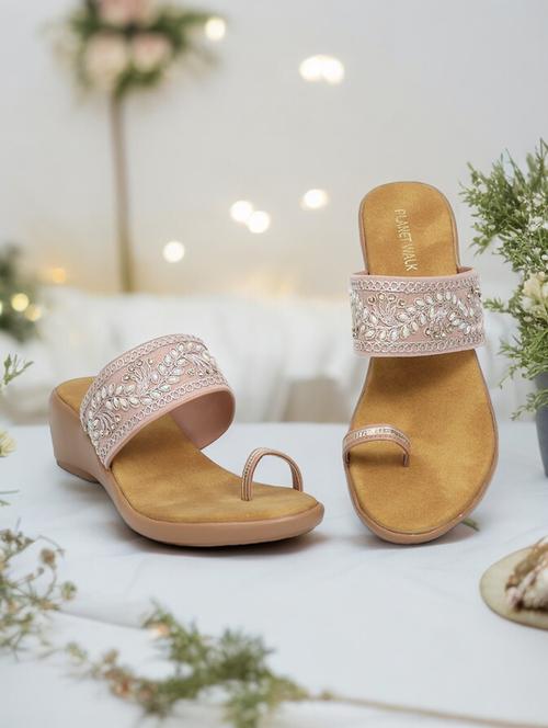 pink synthetic slip on sandals - 21500473 -  Standard Image - 0